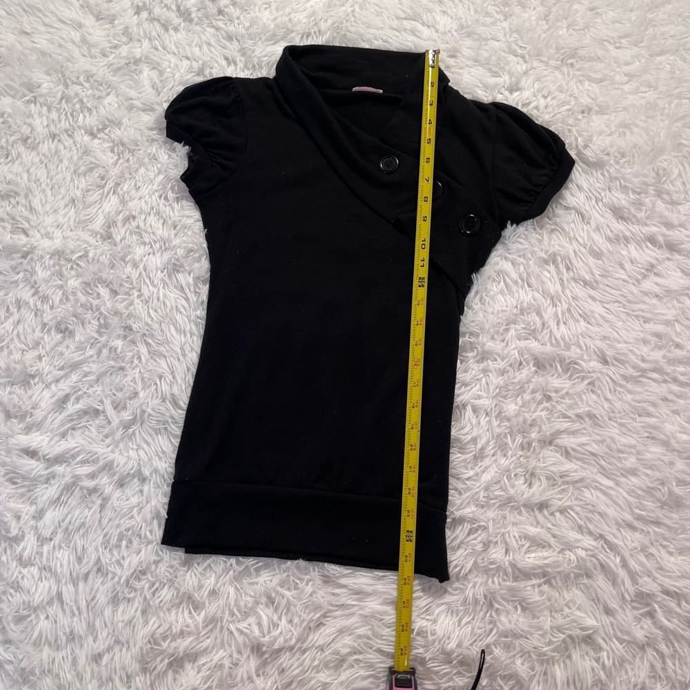 y2k vintage black puff sleeve button detail top small - Picture 5 of 6